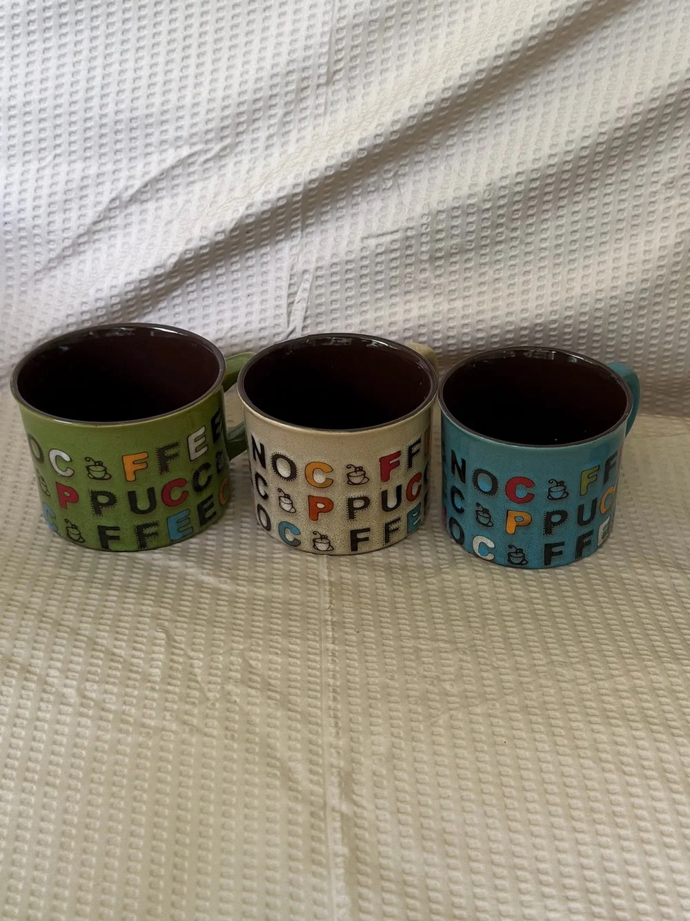 Colorful Ceramic Coffee Mugs - Set of 3